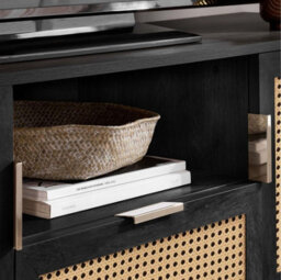 Rattan Tv Entertainment Unit Curved Black Cabinet Birlea Sark - thumbnail 5