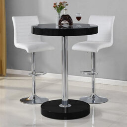 Furniture In Fashion Havana Bar Table In Black With 2 Ripple White Bar Stools - thumbnail 1
