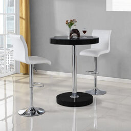 Furniture In Fashion Havana Bar Table In Black With 2 Ripple White Bar Stools - thumbnail 2