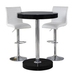 Furniture In Fashion Havana Bar Table In Black With 2 Ripple White Bar Stools - thumbnail 3