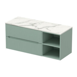Affine 1200mm Bathroom Vanity Unit Countertop Wall Hung Drawer Units & Shelves Green - thumbnail 4