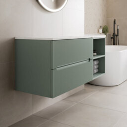 Affine 1200mm Bathroom Vanity Unit Countertop Wall Hung Drawer Units & Shelves Green - thumbnail 2