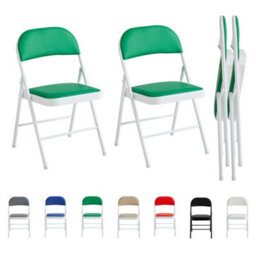 Mcc Direct Set Of 2 Folding Dining Chairs Metal Frame Padded Seats Green - thumbnail 2