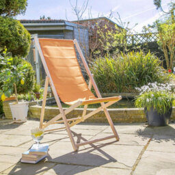 Harbour Housewares Folding Wooden Deck Chairs - Orange - Pack Of 2 - thumbnail 5