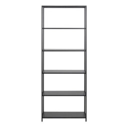 Wyld Haus Graz Matt Black Tall Metal Bookcase With 5 Shelves - thumbnail 3