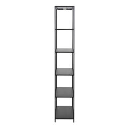 Wyld Haus Graz Matt Black Tall Metal Bookcase With 5 Shelves - thumbnail 4
