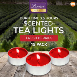 SOL 30Pk Tea Light Candles Fresh Berries 35 Hour Burn Scented Tealights Long Lasting Ideal For Home Relaxation Dinners Weddings Decor - thumbnail 2