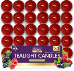 SOL 30Pk Tea Light Candles Fresh Berries 35 Hour Burn Scented Tealights Long Lasting Ideal For Home Relaxation Dinners Weddings Decor - thumbnail 1