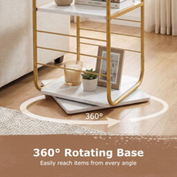 Gainoom 4-Tier Gold Rotating Bookshelf Spinning Bookcase Tower Floor Standing Revolving Display Rack - thumbnail 8