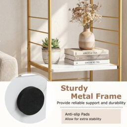 Gainoom 4-Tier Gold Rotating Bookshelf Spinning Bookcase Tower Floor Standing Revolving Display Rack - thumbnail 7