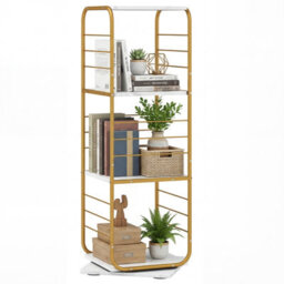 Gainoom 4-Tier Gold Rotating Bookshelf Spinning Bookcase Tower Floor Standing Revolving Display Rack - thumbnail 1