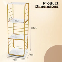 Gainoom 4-Tier Gold Rotating Bookshelf Spinning Bookcase Tower Floor Standing Revolving Display Rack - thumbnail 2