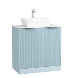 Royal Bathrooms Evora 800mm Powder Blue Fluted Floor Standing Vanity Unit 2 Door With Countertop Basin - Cube - thumbnail 4