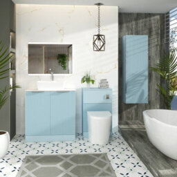 Royal Bathrooms Evora 800mm Powder Blue Fluted Floor Standing Vanity Unit 2 Door With Countertop Basin - Cube - thumbnail 2