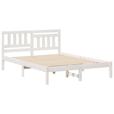 Berkfield Modern With Headboard White 135 X 190 Cm Solid Pine Wood