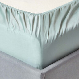 Homescapes Duck Egg Blue Organic Cotton Deep Fitted Sheet 18 Inch 400 Thread Count, Double - thumbnail 2