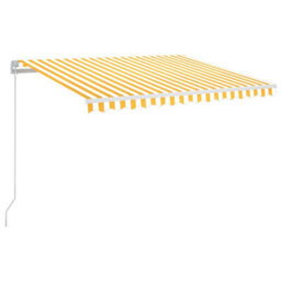 Berkfield Manual Retractable Awning With Led 350X250 Cm Yellow And White - thumbnail 2
