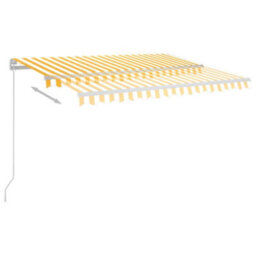 Berkfield Manual Retractable Awning With Led 350X250 Cm Yellow And White - thumbnail 4