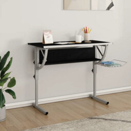 Walplus Black And Grey Craft Desk 110X53 Cm Engineered Wood And Steel