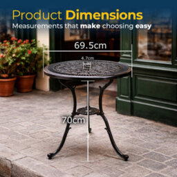 Homeology Tabreez Black Garden And Patio Cast Aluminium Bistro Table - thumbnail 9