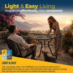 Homeology Tabreez Black Garden And Patio Cast Aluminium Bistro Table - thumbnail 7