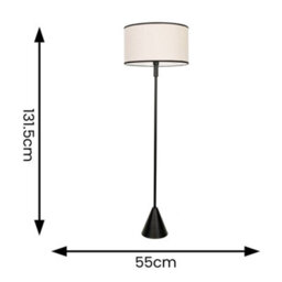 Valuelights Mitch Natural Linen Black Trim Lamp Shade Black Triangle Floor Lamp & Bulb - thumbnail 4