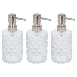 Harbour Housewares 500Ml Glass Soap Dispensers - 3X Prism Bathroom Kitchen Spa Refillable Hand Wash Or Lotion Bottle With Pump - thumbnail 1