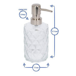 Harbour Housewares 500Ml Glass Soap Dispensers - 3X Prism Bathroom Kitchen Spa Refillable Hand Wash Or Lotion Bottle With Pump - thumbnail 3