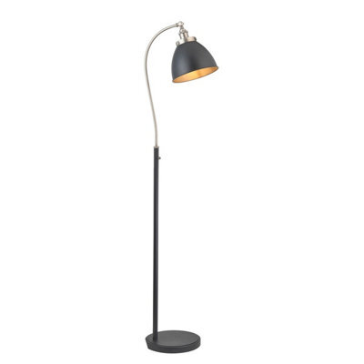 Luminosa Lighting Luminosa Franklin Task Floor Lamp, Aged Pewter Plate, Matt Black Paint - image 1