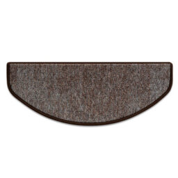 Floordirekt York Self Adhesive Edged Soft High Pile Stair Tread Mat For Indoor Stairs Semicircular Brown 23.5 X 65 Cm - thumbnail 5