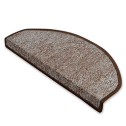 Floordirekt York Self Adhesive Edged Soft High Pile Stair Tread Mat For Indoor Stairs Semicircular Brown 23.5 X 65 Cm
