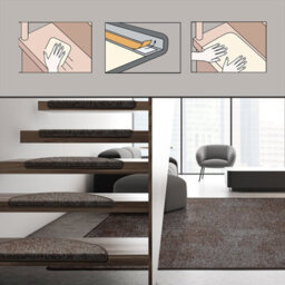 Floordirekt York Self Adhesive Edged Soft High Pile Stair Tread Mat For Indoor Stairs Semicircular Brown 23.5 X 65 Cm - thumbnail 2