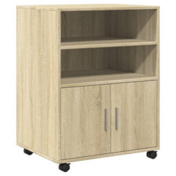 Walplus Rolling Cabinet Sonoma Oak 60X48X81 Cm Engineered Wood - thumbnail 2