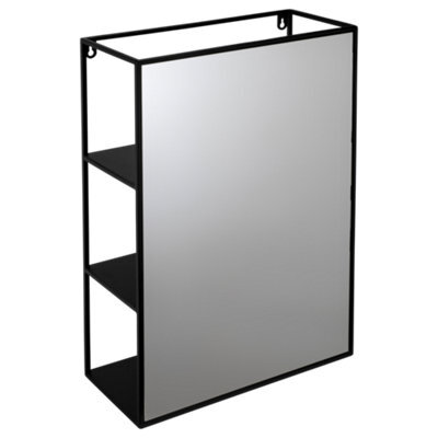Croydex Matt Black Mirror Effect Steel Rectangular Wall-Mounted Bathroom Shelving (D)17.9Cm (H)60Cm (L)40Cm - image 1