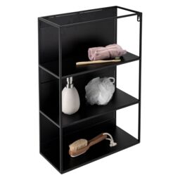 Croydex Matt Black Mirror Effect Steel Rectangular Wall-Mounted Bathroom Shelving (D)17.9Cm (H)60Cm (L)40Cm - thumbnail 3