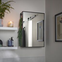 Croydex Matt Black Mirror Effect Steel Rectangular Wall-Mounted Bathroom Shelving (D)17.9Cm (H)60Cm (L)40Cm - thumbnail 6