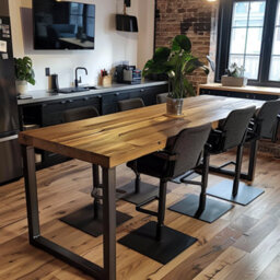 Ashford Blake Chunky Rustic Standing Workstation - High Meeting Table  Chunky U Legs - thumbnail 2