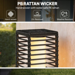 Outsunny Garden Rattan Lamp, 68 Cm Solar Rattan Floor Lamp With Auto On/off - thumbnail 6