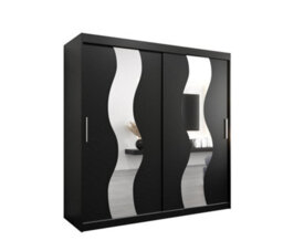 Arte Seville Mirrored Sliding Door Wardrobe With Shelves And Hanging Rails In Black (H)2000mm (W)2000mm (D)620mm