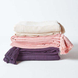 Homescapes Cotton Rajput Ribbed Natural Throw, 255 X 360 Cm - thumbnail 7