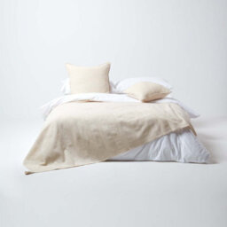 Homescapes Cotton Rajput Ribbed Natural Throw, 255 X 360 Cm - thumbnail 3