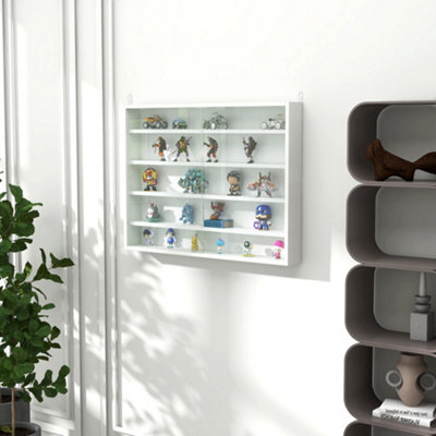 Homcom 5-Tier Wall Display Shelf Unit Cabinet W/ Shelves Glass Doors White - image 1