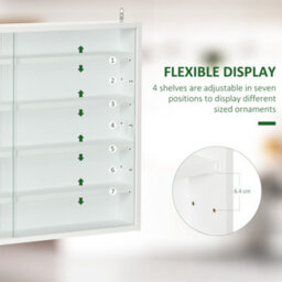 Homcom 5-Tier Wall Display Shelf Unit Cabinet W/ Shelves Glass Doors White - thumbnail 4