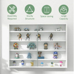 Homcom 5-Tier Wall Display Shelf Unit Cabinet W/ Shelves Glass Doors White - thumbnail 6