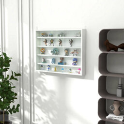 Homcom 5-Tier Wall Display Shelf Unit Cabinet W/ Shelves Glass Doors White - thumbnail 1