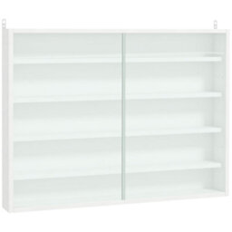 Homcom 5-Tier Wall Display Shelf Unit Cabinet W/ Shelves Glass Doors White - thumbnail 2