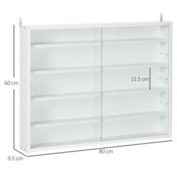 Homcom 5-Tier Wall Display Shelf Unit Cabinet W/ Shelves Glass Doors White - thumbnail 3