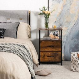 Industrial 2-Drawer Storage Cabinet Chest Organizer Removable Fabric Drawers - thumbnail 5