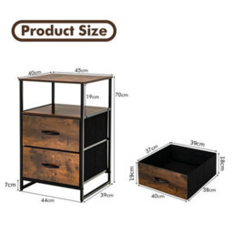 Industrial 2-Drawer Storage Cabinet Chest Organizer Removable Fabric Drawers - thumbnail 2