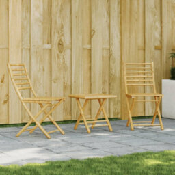 Walplus 3 Piece Bistro Set Bamboo For Garden Backyard, Balcony - Cushion Not Included
